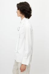 Valentino White & Black Cotton Logo Button Up Shirt