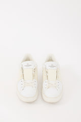 Valentino White & Cream Leather Open Band Sneaker