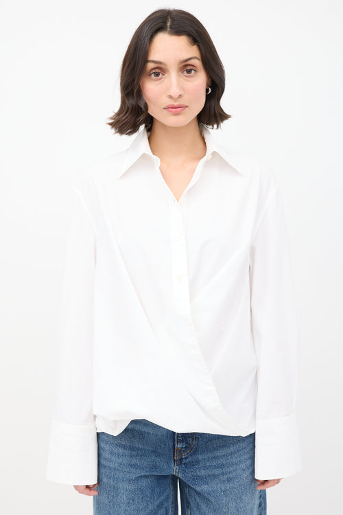 Valentino White Cotton Twisted Hem Shirt