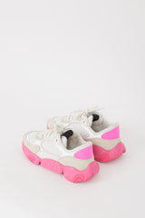 Valentino White & Fuchsia Mesh & Suede Bubbleback Sneaker