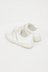 Valentino White & Gold Leather Untitled Rockstud Sneaker