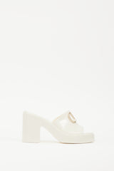 Valentino White & Gold VLogo Rubber Mule