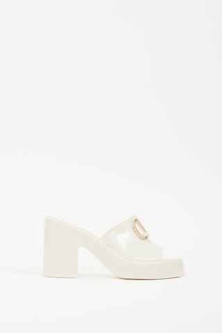Valentino White & Gold VLogo Rubber Mule