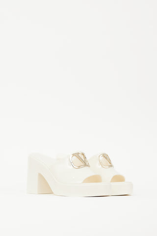 Valentino White & Gold VLogo Rubber Mule