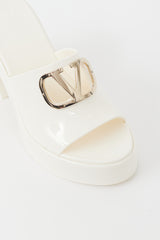 Valentino White & Gold VLogo Rubber Mule
