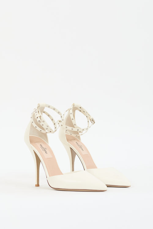 Valentino White Leather Love Latch Pump