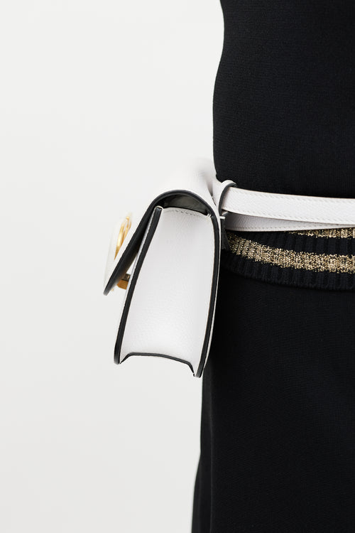 Valentino White Leather Vsling Belt Bag
