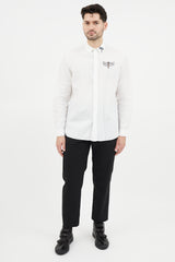 Valentino White & Multicolour Embroidered Dragonfly Shirt