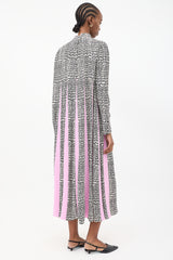 Valentino White & Multicolour Silk Panelled Printed Midi Dress