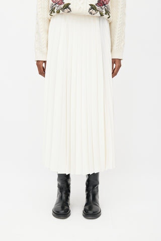Valentino White Pleated Midi Skirt