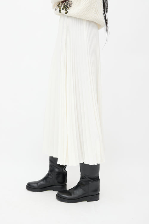 Valentino White Pleated Midi Skirt