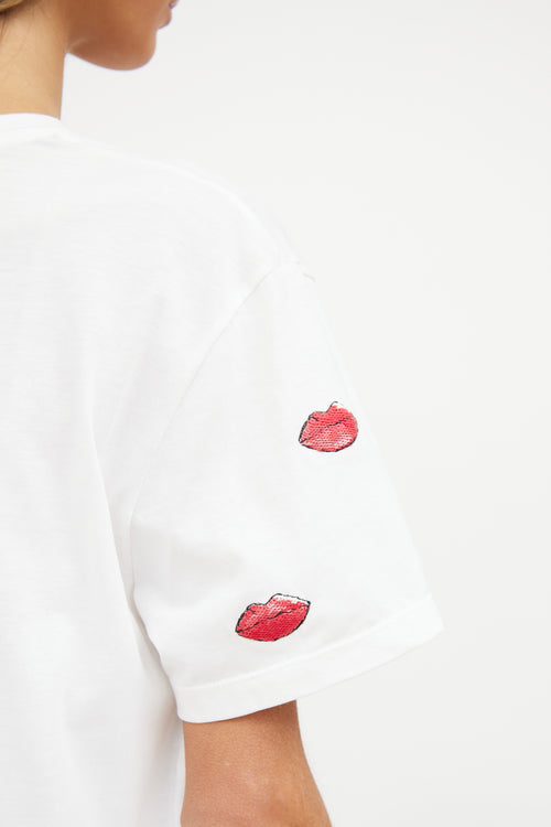 Valentino White Logo Lips T-Shirt