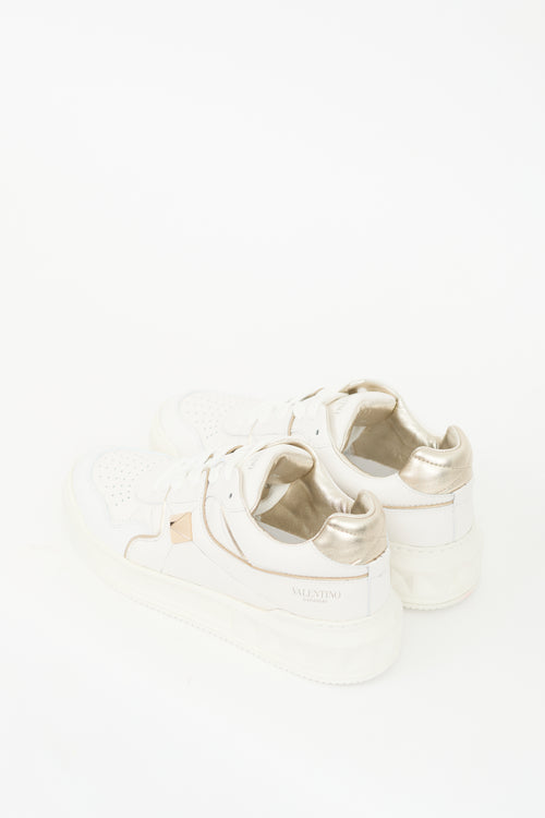 Valentino White & Silver Leather One Stud XL Sneaker