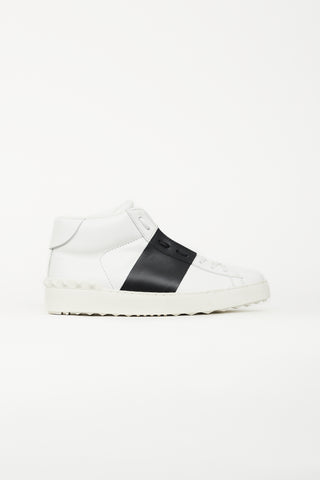 Valentino White & Black Leather Open Sneaker