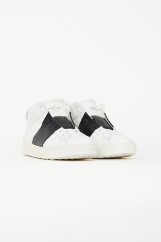 Valentino White & Black Leather Open Sneaker