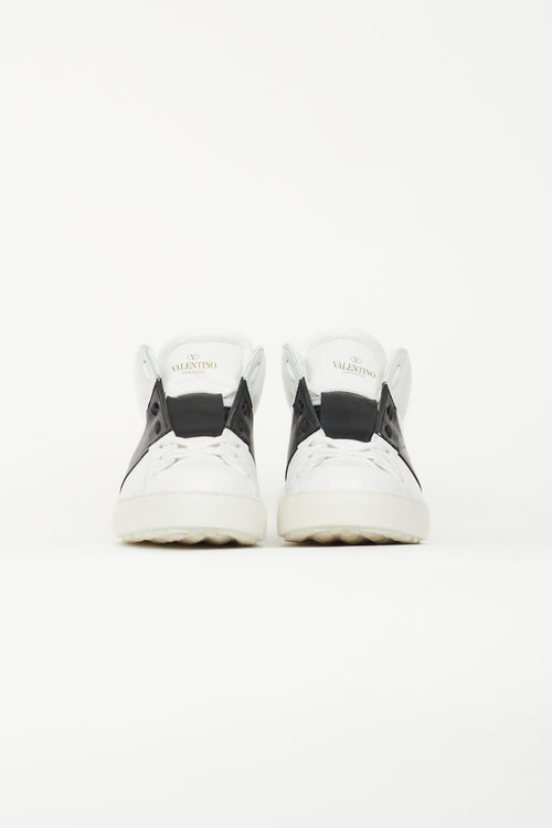 Valentino White & Black Leather Open Sneaker
