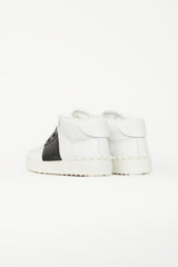 Valentino White & Black Leather Open Sneaker