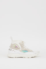 Valentino White & Grey Embellished Sock Sneaker