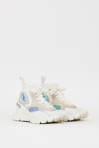 Valentino White & Grey Embellished Sock Sneaker