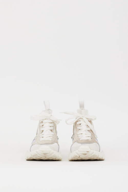 Valentino White & Grey Embellished Sock Sneaker