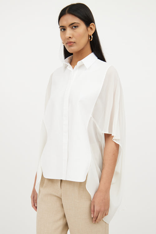 White Sheer Bib Short Sleeve Top