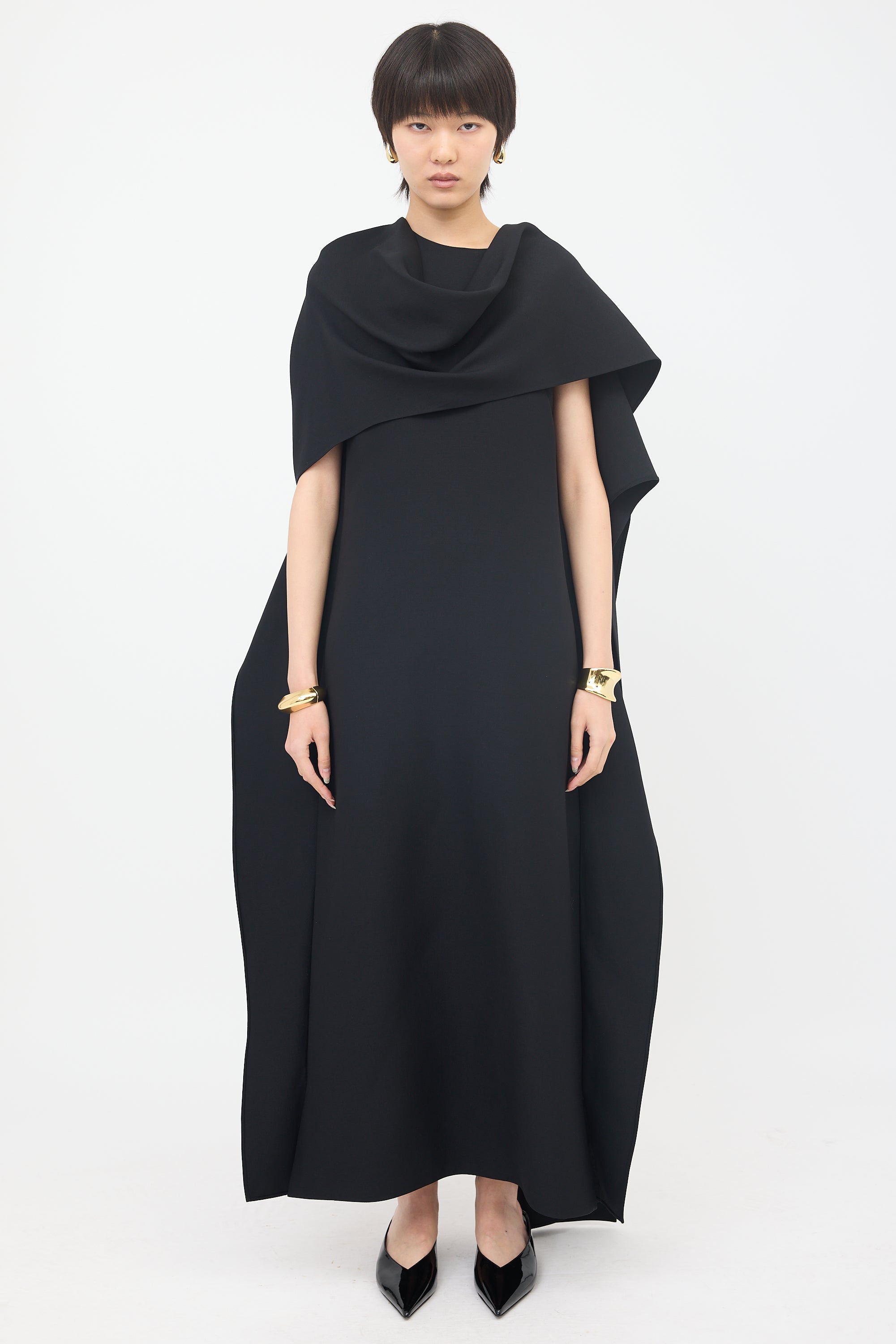valentino maxi dress Valentino Garavani Cowl-Neck Sleeveless Draped Silk Maxi Dress