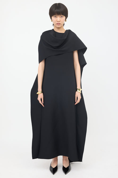 Valentino Wool & Silk Draped Maxi Dress