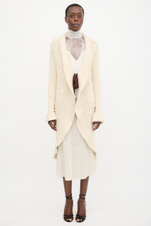 Valentino Wool Tie Front Long Cardigan