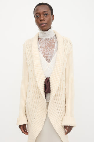 Valentino Wool Tie Front Long Cardigan
