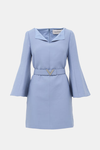 Valentino Wool & Silk Belted Shift Dress