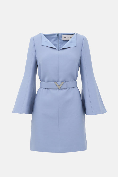 Valentino Wool & Silk Belted Shift Dress