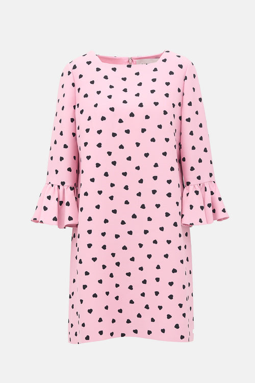 Valentino Wool & Silk Heart Shift Dress