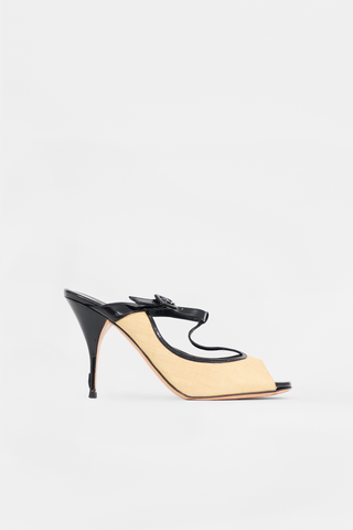 Valentino Woven & Patent T-Strap Pump