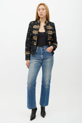 Valentino X Goop Black & Gold Embellished Military Jacket