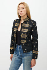 Valentino X Goop Black & Gold Embellished Military Jacket