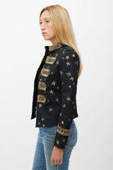 Valentino X Goop Black & Gold Embellished Military Jacket