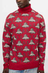 Valentino X Undercover Red & Grey UFO Knit Turtleneck
