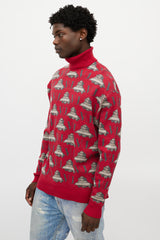 Valentino X Undercover Red & Grey UFO Knit Turtleneck
