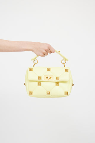 Valentino Yellow Roman Stud Quilted Leather Bag