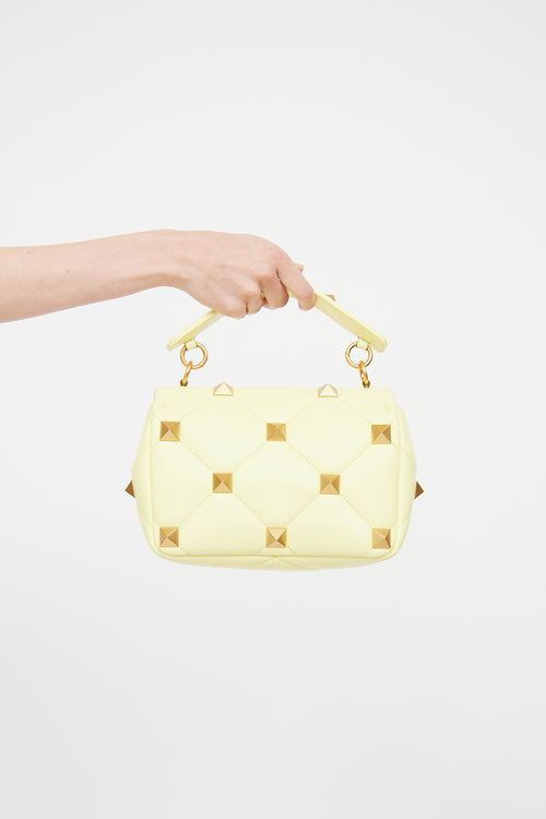 Valentino Yellow Roman Stud Quilted Leather Bag