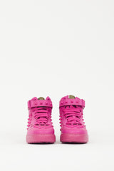 Valentino Fuschia Leather Rockstud High Top Sneaker