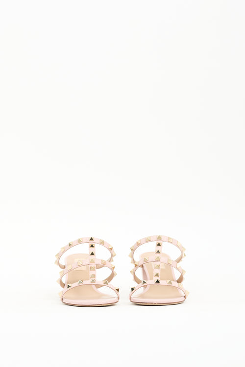 Valentino Pink Leather Caged Rockstud Sandal