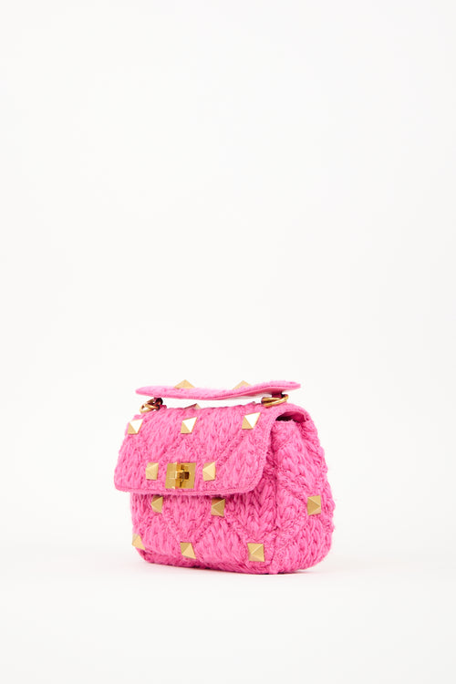 Valentino Pink Wool Roman Stud Chain Bag