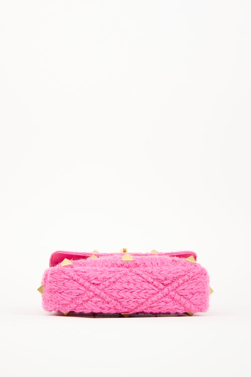 Valentino Pink Wool Roman Stud Chain Bag