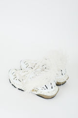 Valentino Black & White Leather Grid Bounce Feather Sneaker