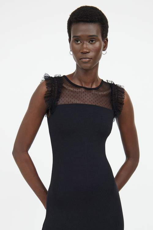 Red Valentino Black Mesh Panel Dress