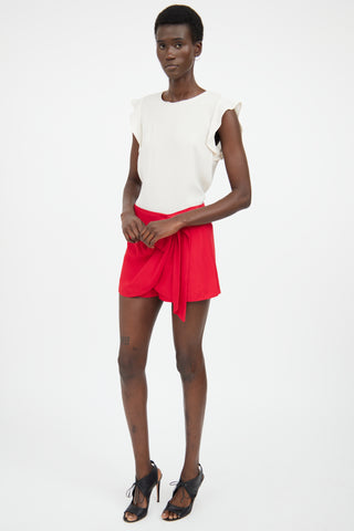 Red Valentino Red Wrap Bow Skort