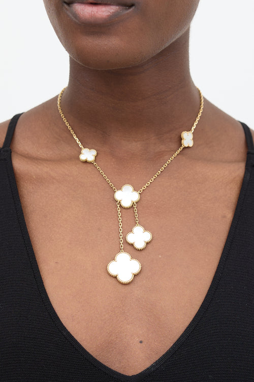 Van Cleef & Arpels 18K Gold & Pearl Magic Alhambra 6 Motif Necklace