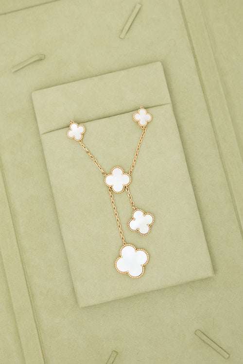 Van Cleef & Arpels 18K Gold & Pearl Magic Alhambra 6 Motif Necklace