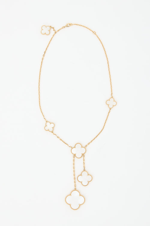 Van Cleef & Arpels 18K Gold & Pearl Magic Alhambra 6 Motif Necklace